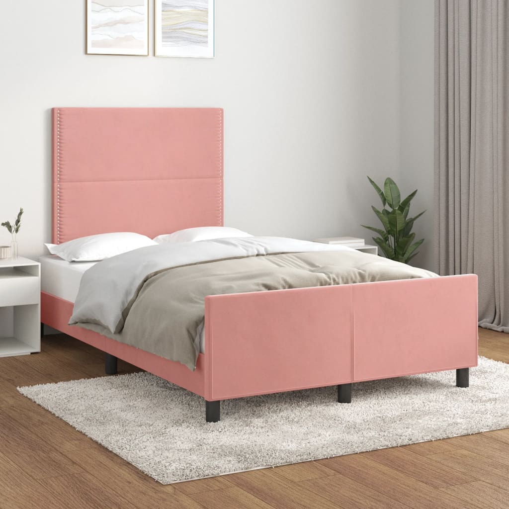 Bettgestell mit Kopfteil Rosa 120x200 cm Samt