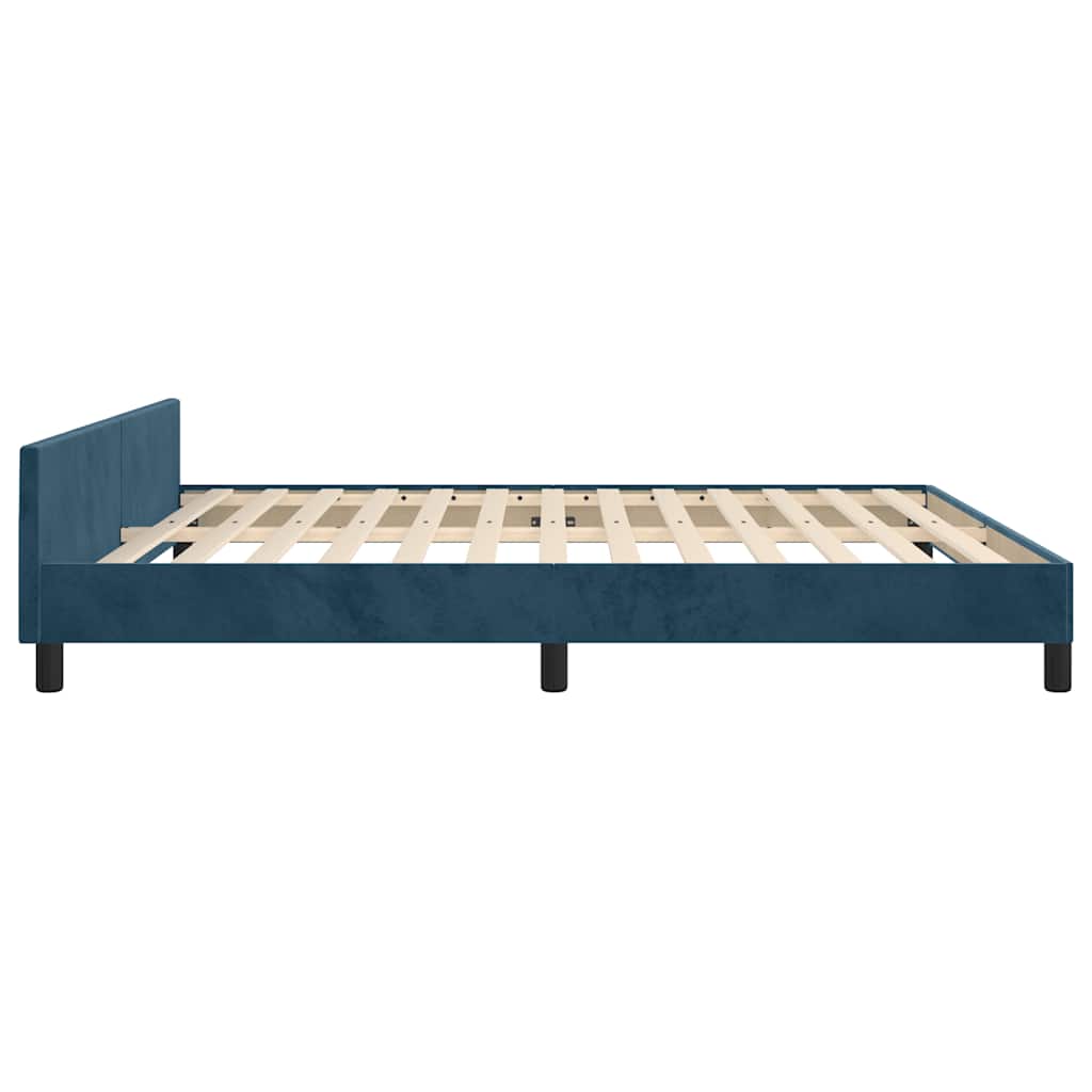 Bettgestell ohne Matratze Dunkelblau 160x200 cm Samt