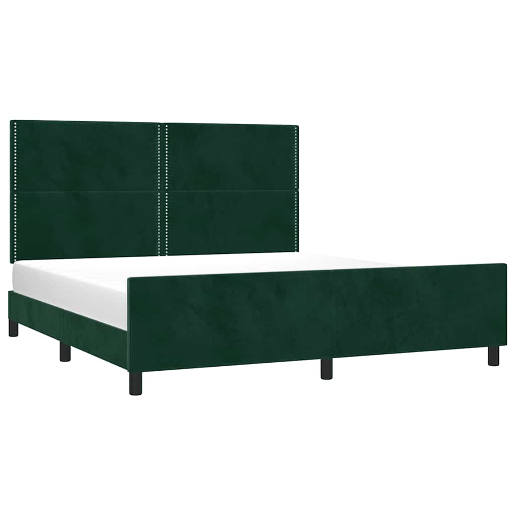 Bettgestell ohne Matratze Dunkelgrün 200x200 cm Samt