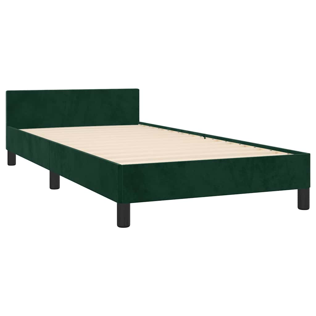 Bettgestell ohne Matratze Dunkelgrün 100x200 cm Samt