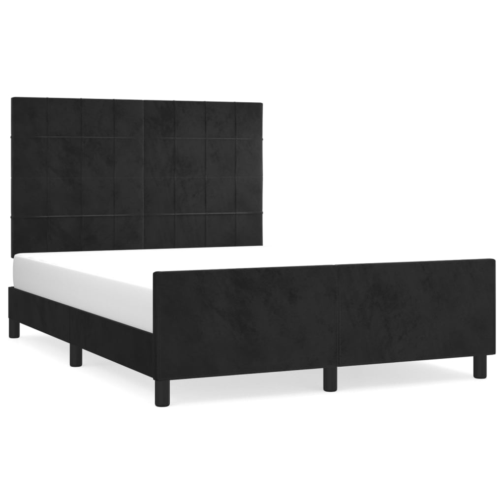 Bettgestell ohne Matratze Schwarz 140x190 cm Samt