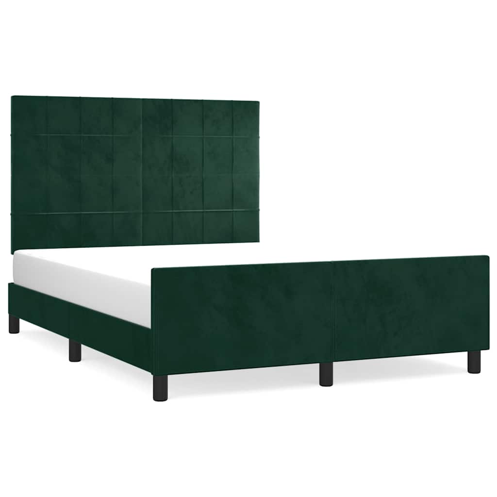 Bettgestell ohne Matratze Dunkelgrün 140x190 cm Samt