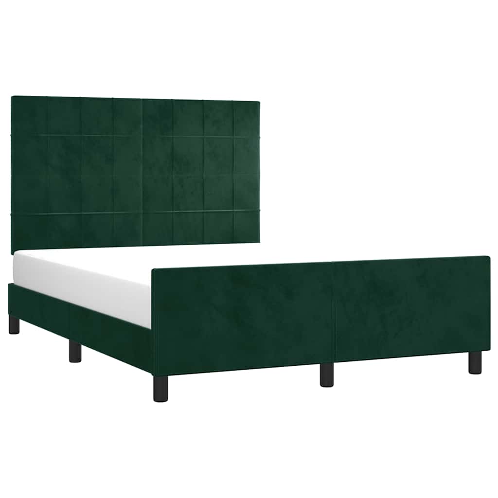 Bettgestell ohne Matratze Dunkelgrün 140x190 cm Samt