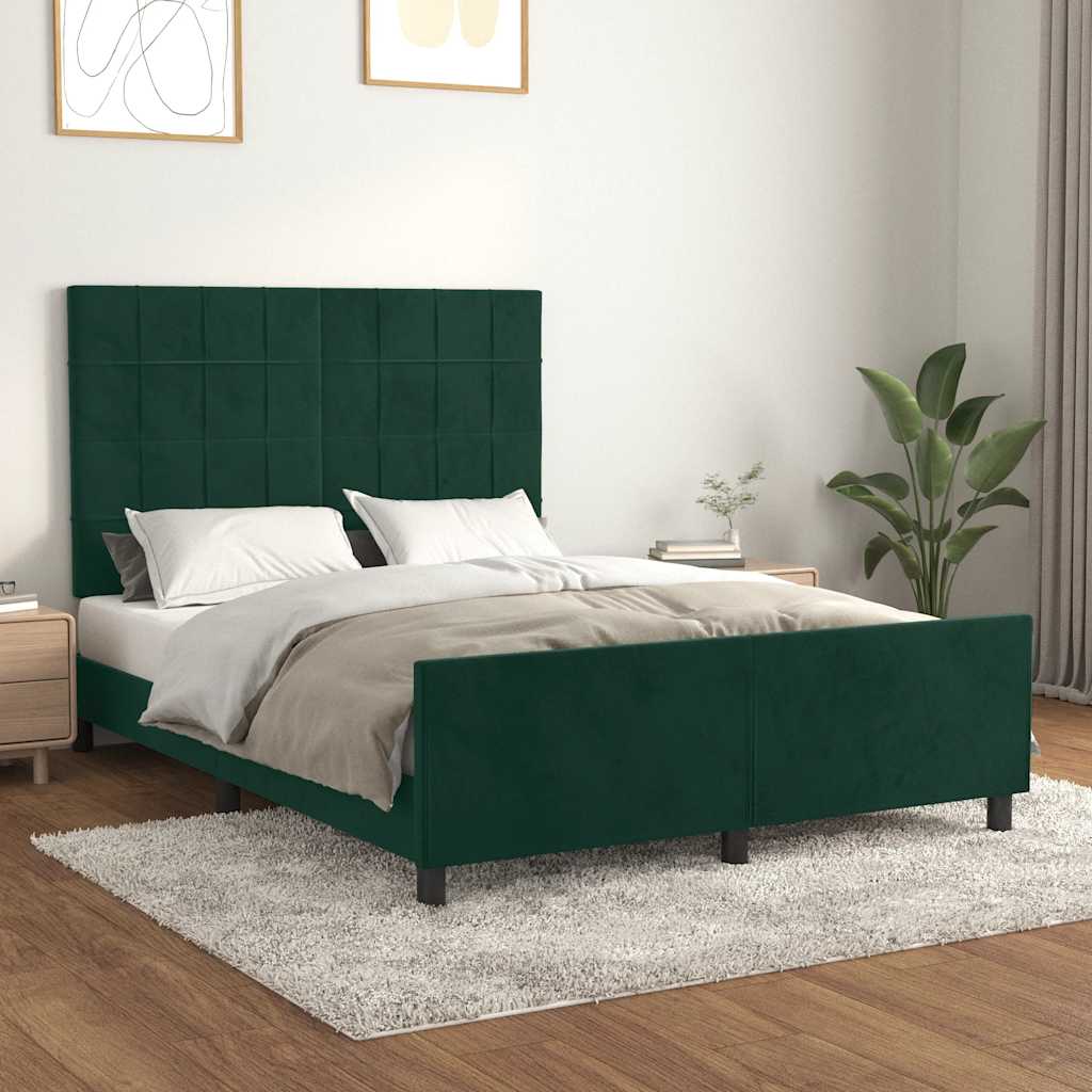 Bettgestell ohne Matratze Dunkelgrün 140x190 cm Samt