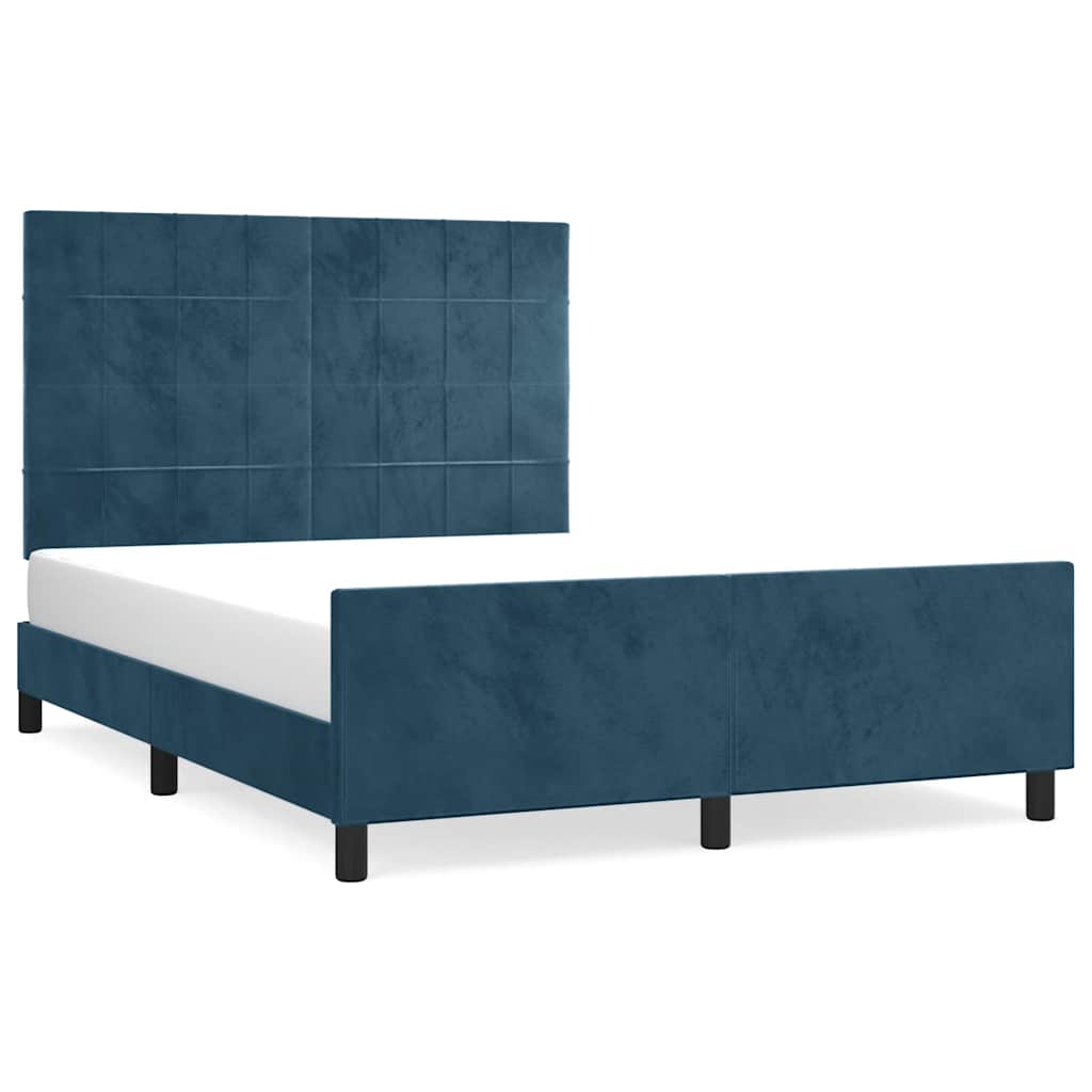 Bettgestell ohne Matratze Dunkelblau 140x190 cm Samt