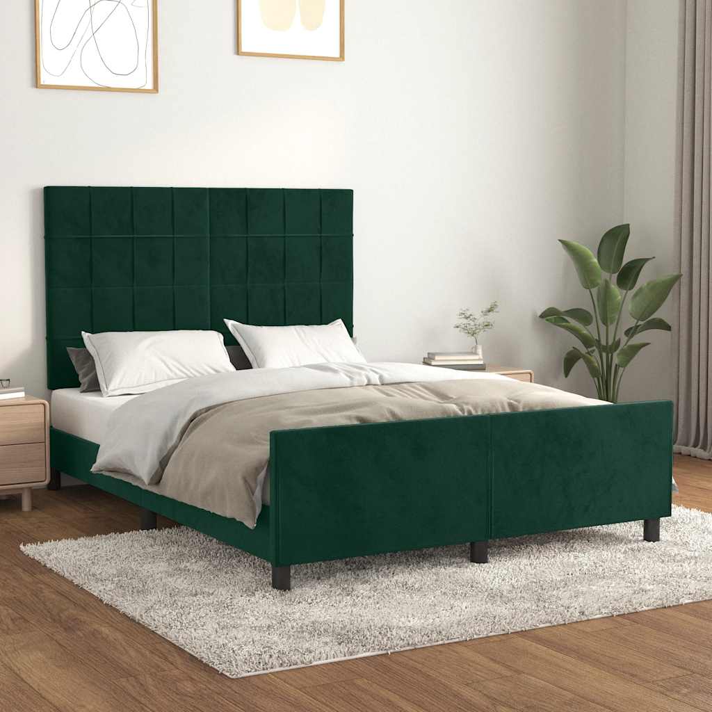 Bettgestell ohne Matratze Dunkelgrün 140x200 cm Samt