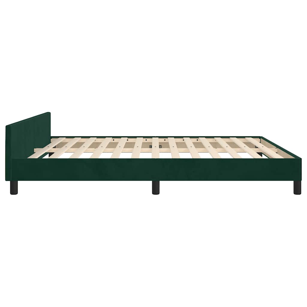 Bettgestell ohne Matratze Dunkelgrün 160x200 cm Samt