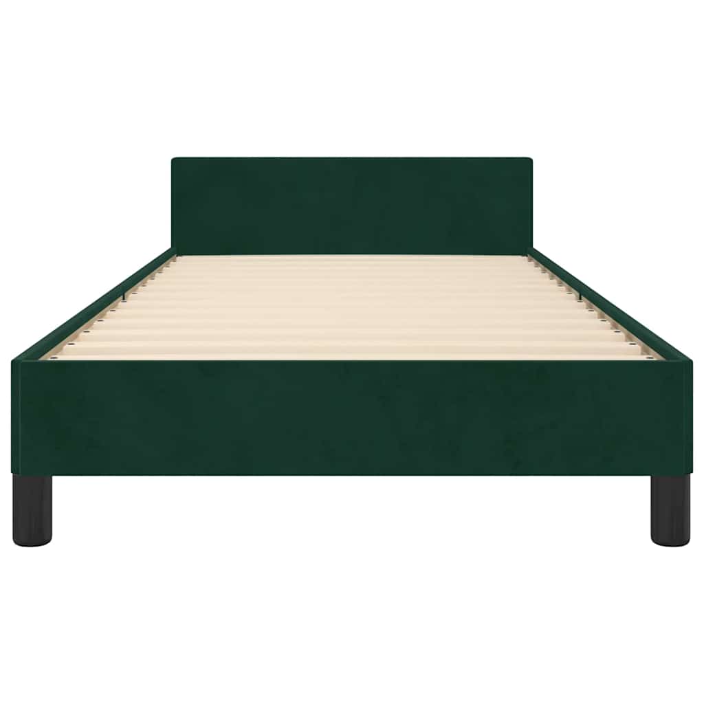 Bettgestell ohne Matratze Dunkelgrün 90x200 cm Samt