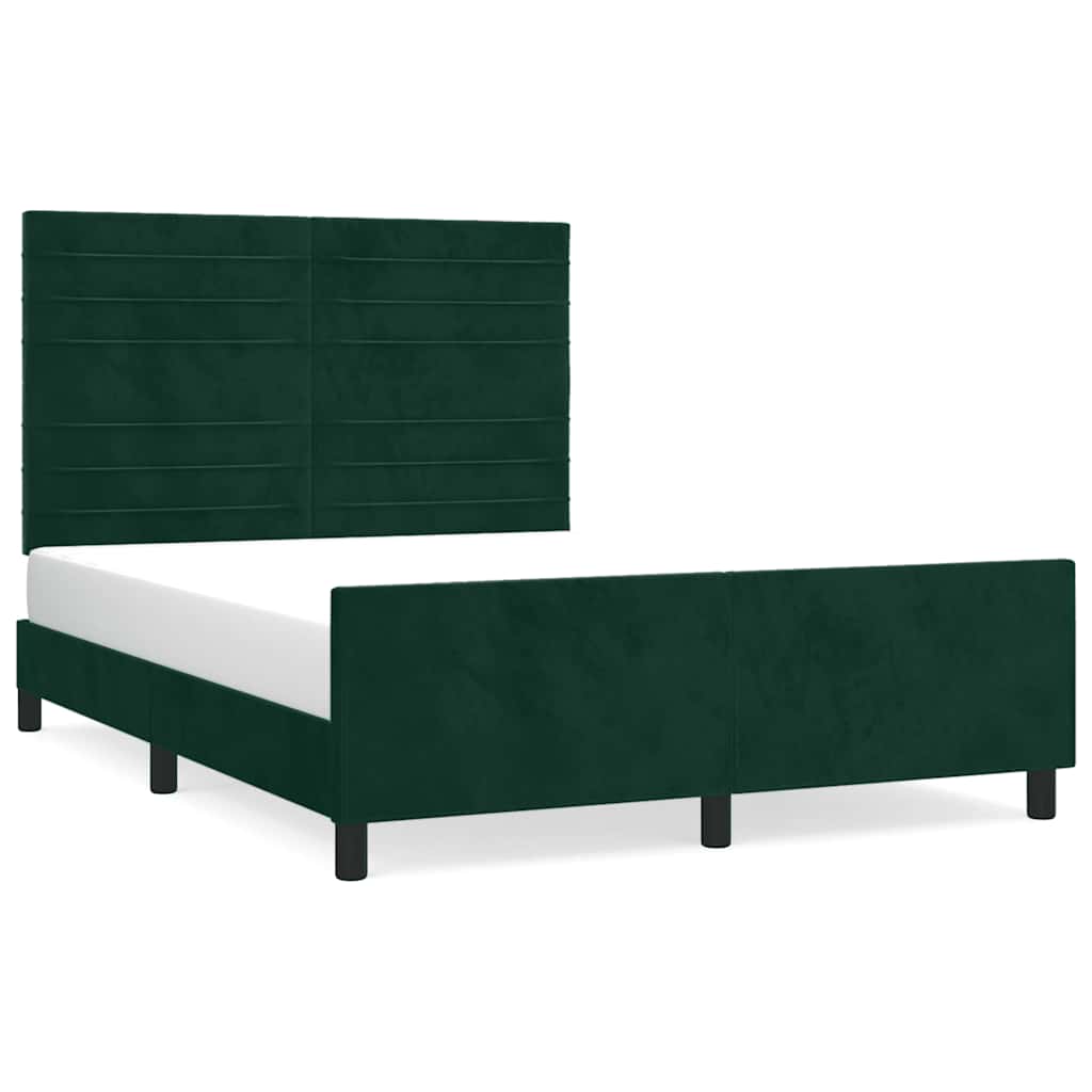 Bettgestell ohne Matratze Dunkelgrün 140x190 cm Samt