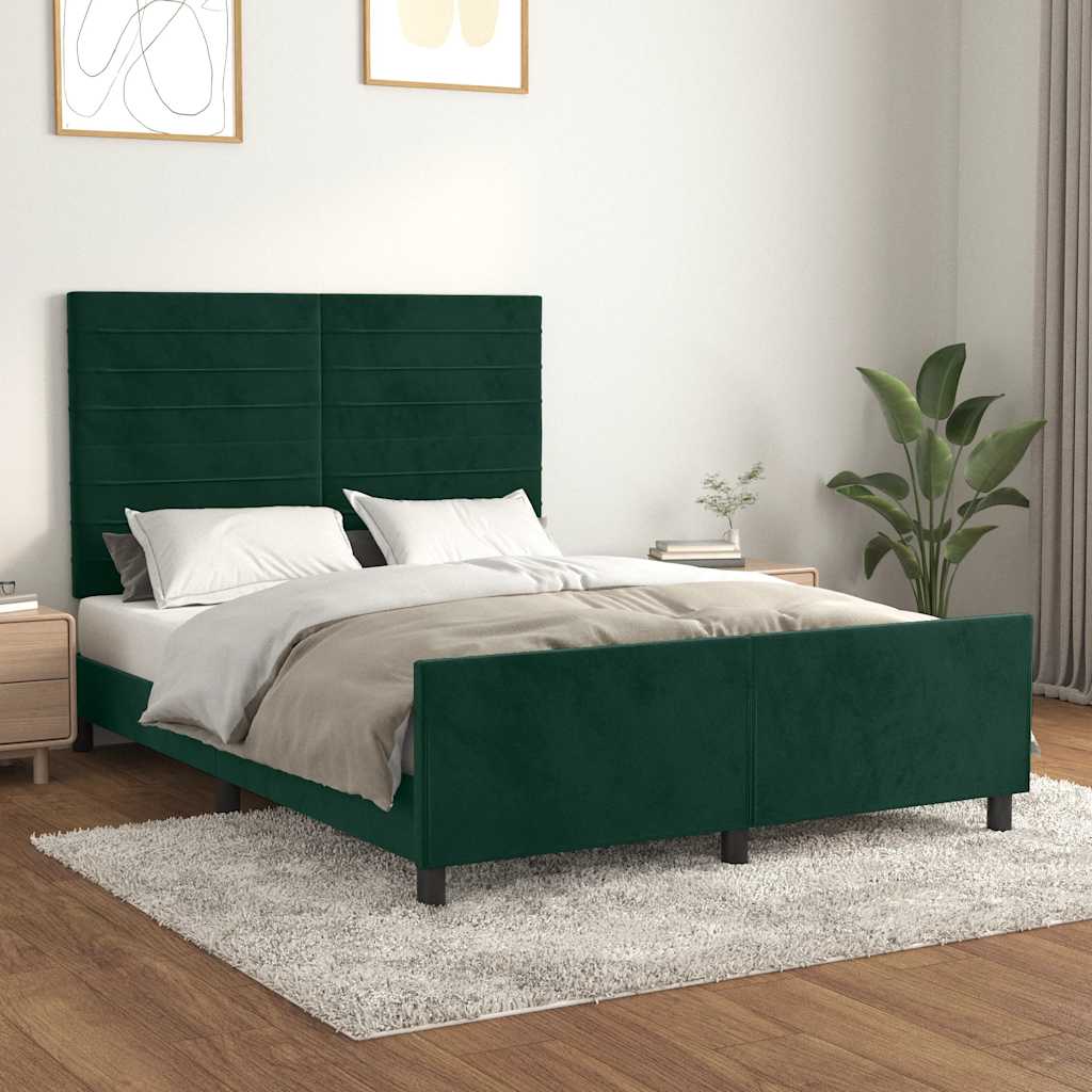 Bettgestell ohne Matratze Dunkelgrün 140x190 cm Samt