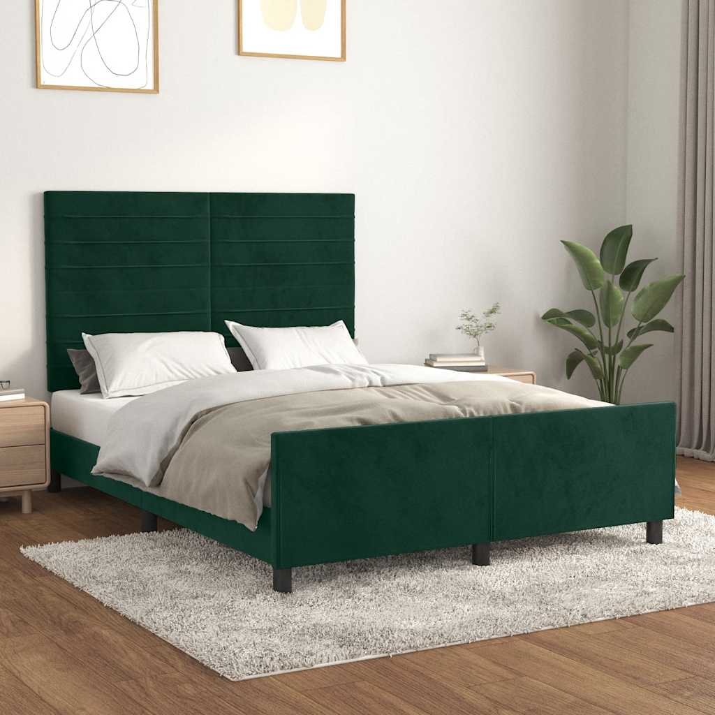 Bettgestell ohne Matratze Dunkelgrün 140x200 cm Samt