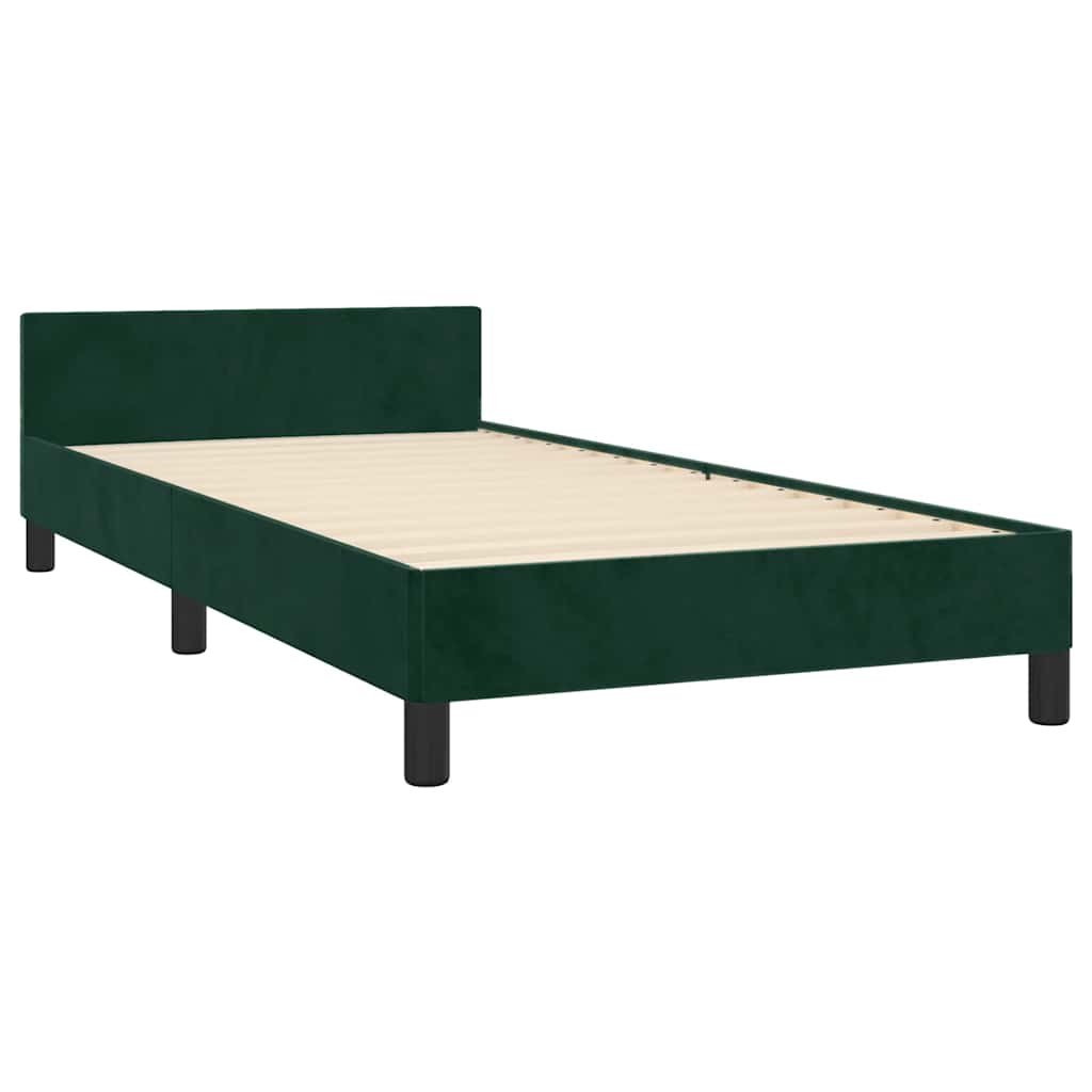 Bettgestell ohne Matratze Dunkelgrün 90x190 cm Samt