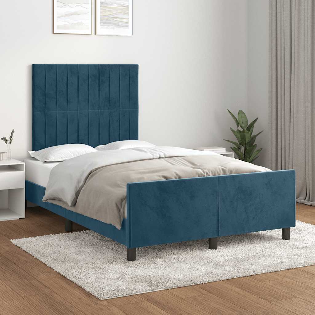 Bettgestell ohne Matratze Dunkelblau 120x200 cm Samt