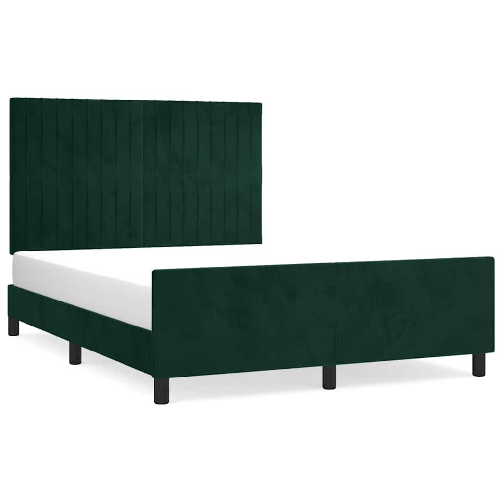Bettgestell ohne Matratze Dunkelgrün 140x190 cm Samt