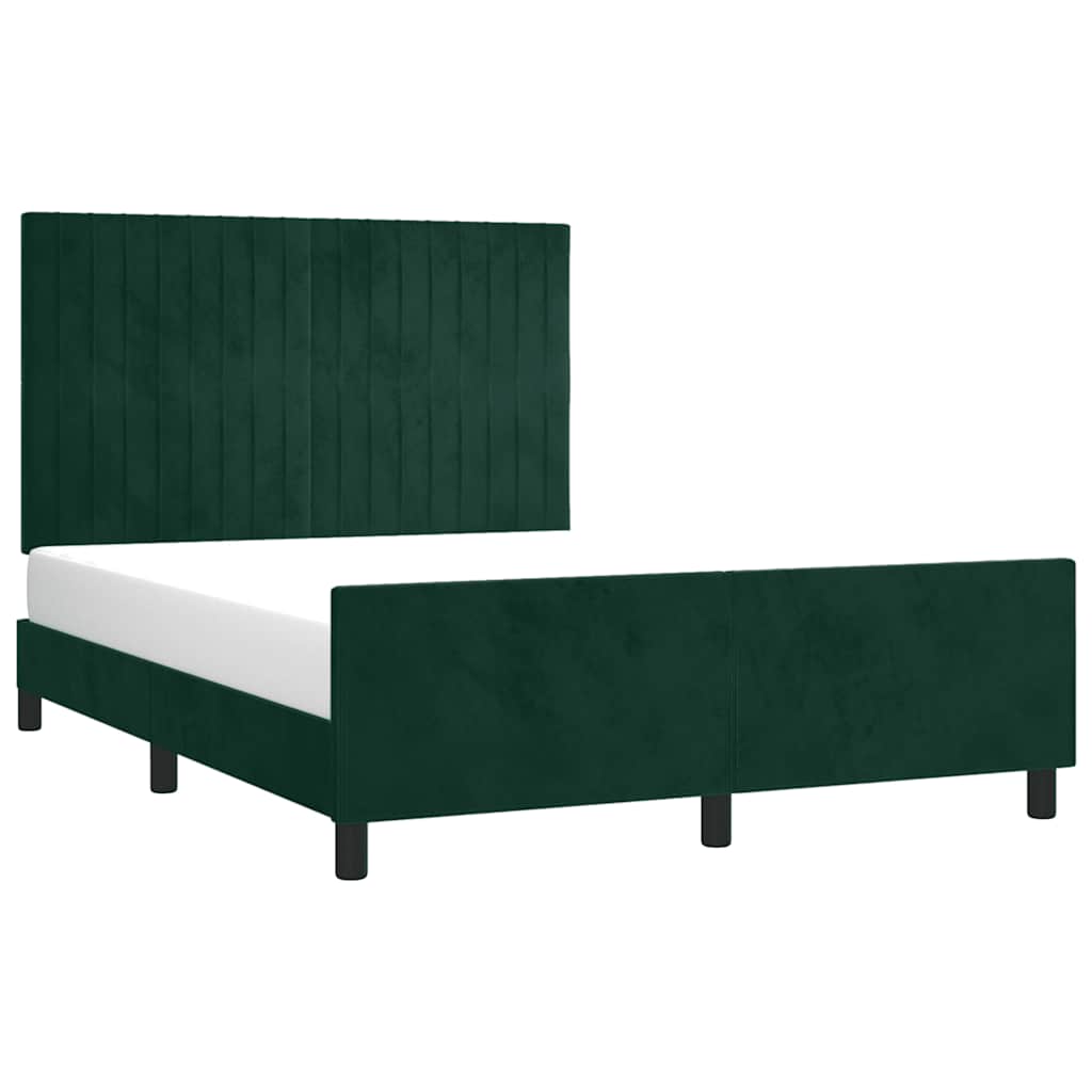 Bettgestell ohne Matratze Dunkelgrün 140x190 cm Samt