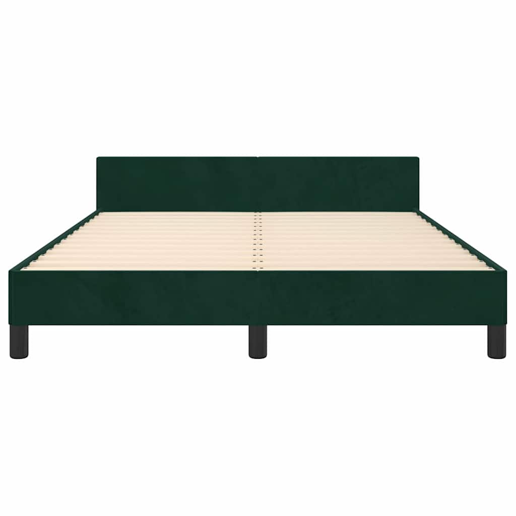 Bettgestell ohne Matratze Dunkelgrün 140x200 cm Samt