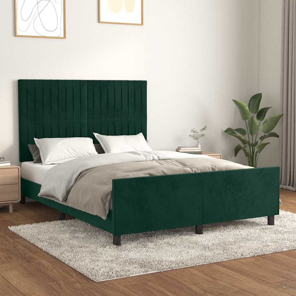 Bettgestell ohne Matratze Dunkelgrün 140x200 cm Samt