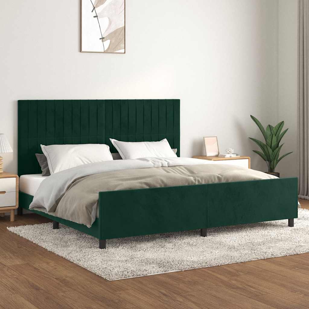 Bettgestell ohne Matratze Dunkelgrün 200x200 cm Samt
