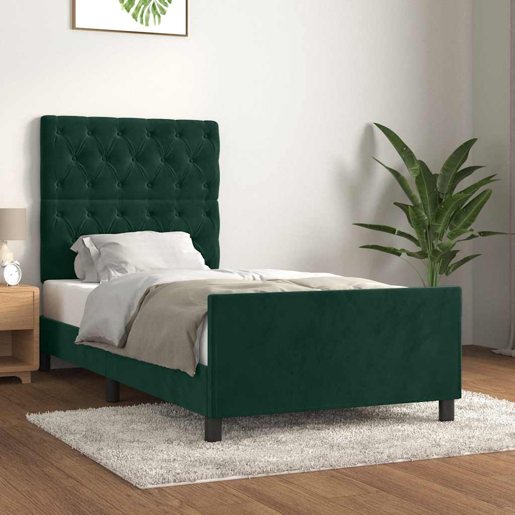 Bettgestell ohne Matratze Dunkelgrün 80x200 cm Samt
