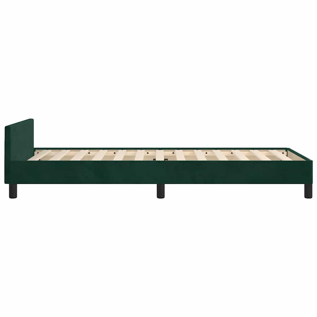 Bettgestell ohne Matratze Dunkelgrün 90x200 cm Samt