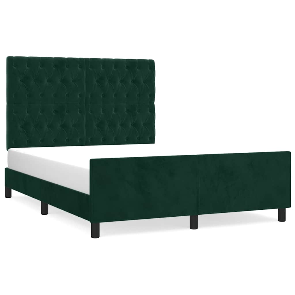 Bettgestell ohne Matratze Dunkelgrün 140x190 cm Samt
