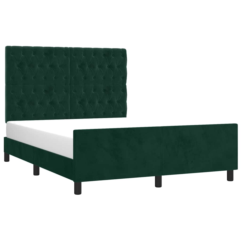 Bettgestell ohne Matratze Dunkelgrün 140x190 cm Samt