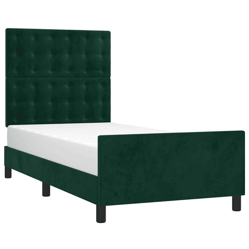 Bettgestell ohne Matratze Dunkelgrün 100x200 cm Samt