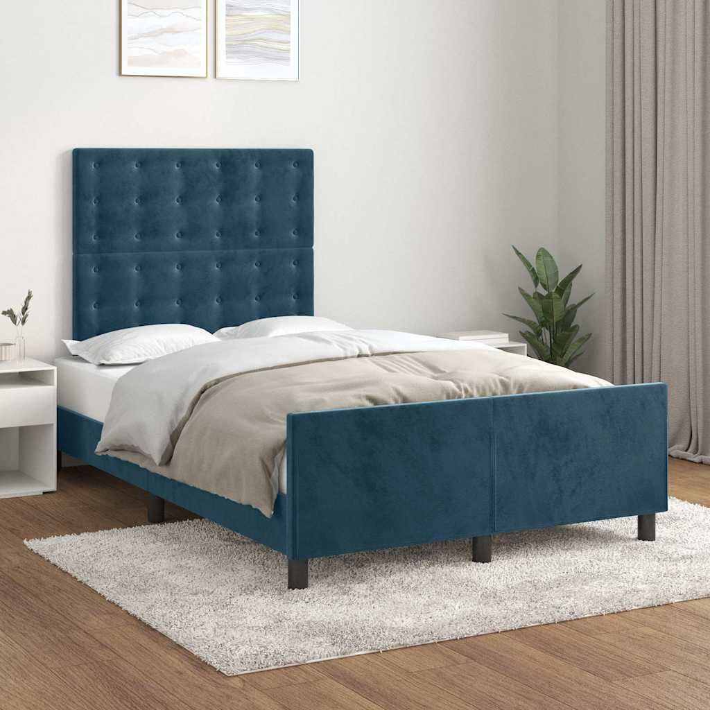 Bettgestell ohne Matratze Dunkelblau 120x200 cm Samt