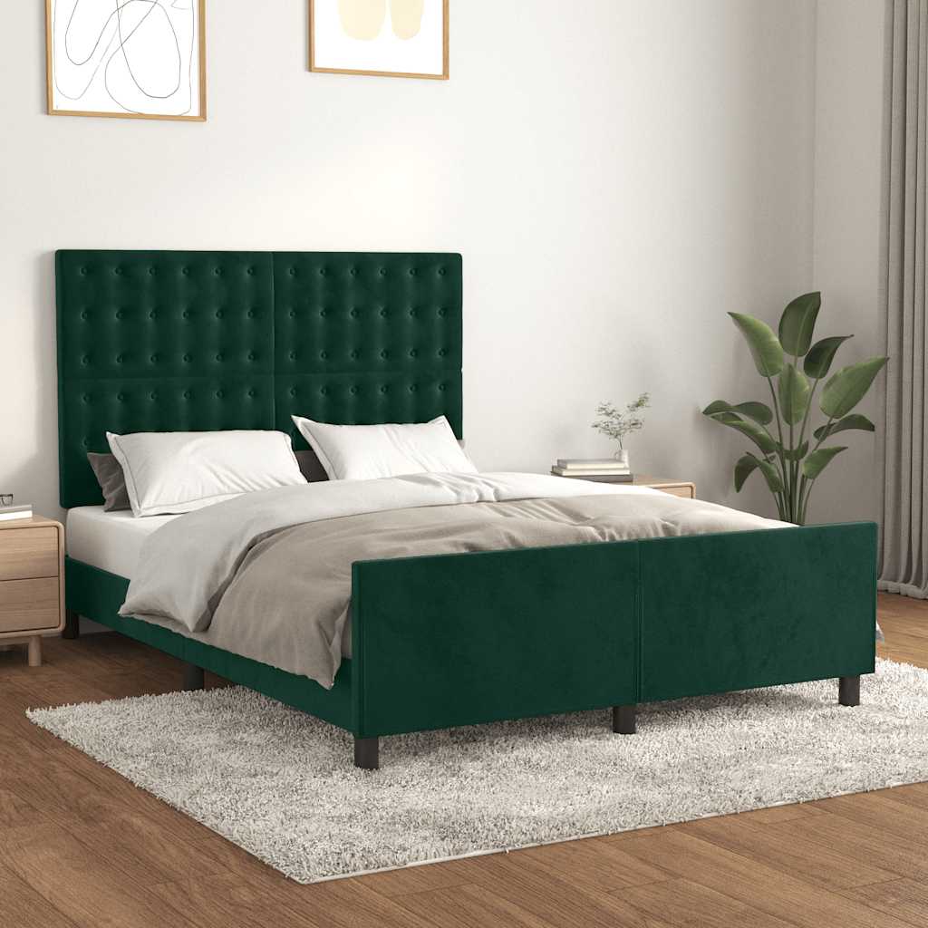 Bettgestell ohne Matratze Dunkelgrün 140x190 cm Samt