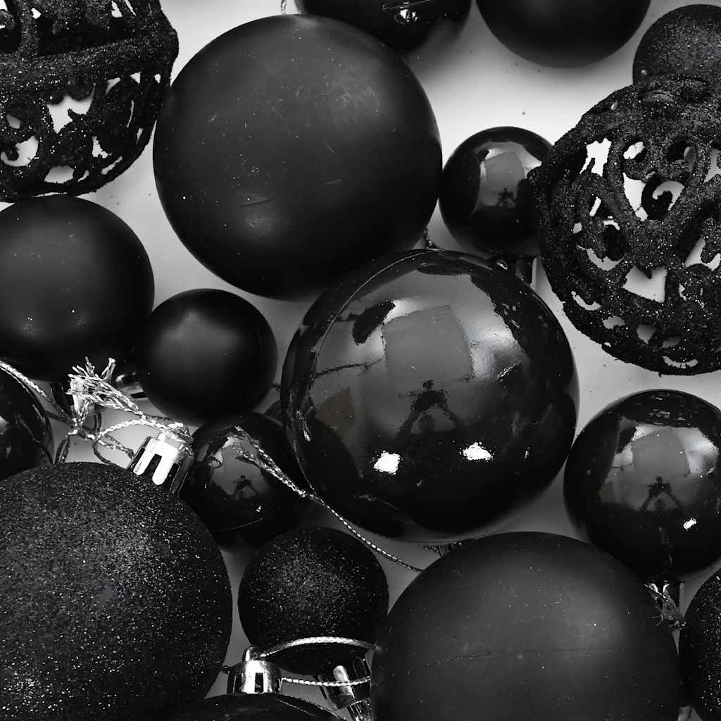 111-tlg. Weihnachtskugel-Set Schwarz Polystyrol