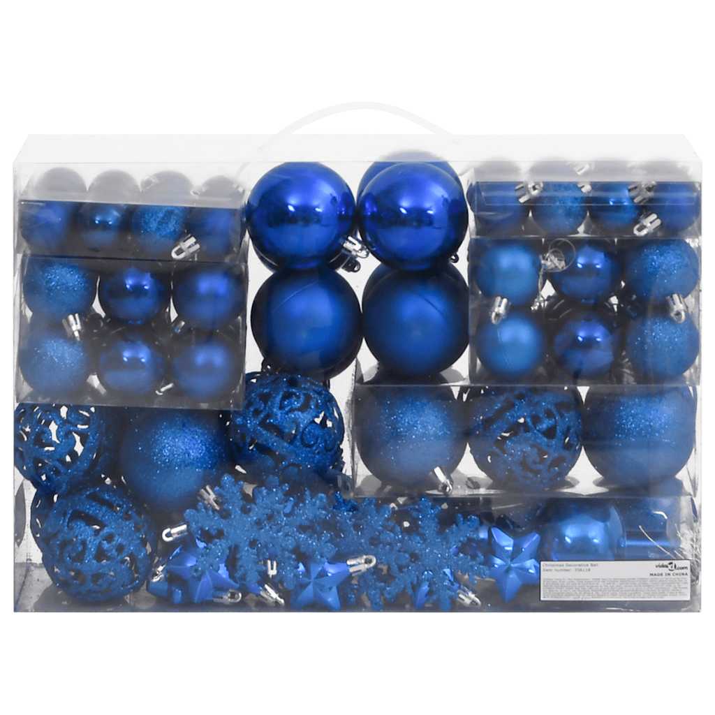 111-tlg. Weihnachtskugel-Set Blau Polystyrol