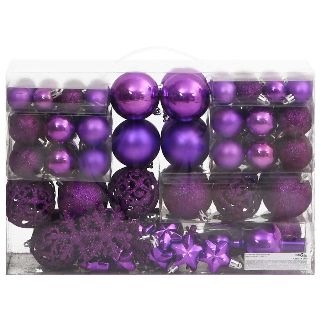 111-tlg. Weihnachtskugel-Set Lila Polystyrol