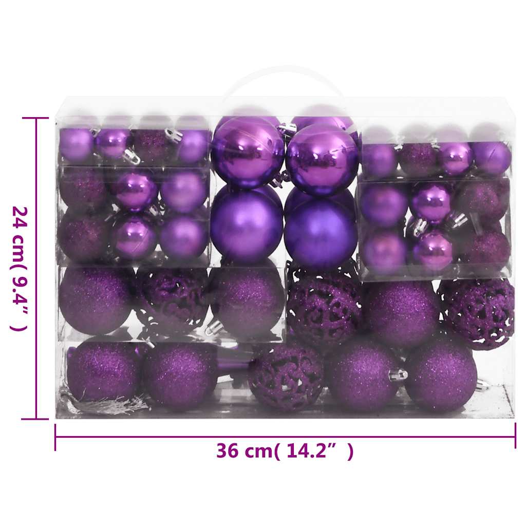 111-tlg. Weihnachtskugel-Set Lila Polystyrol