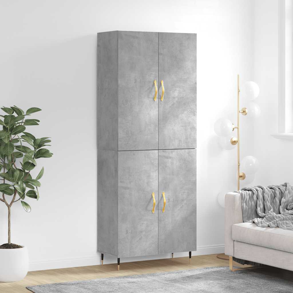 Highboard Betongrau 69,5x34x180 cm Holzwerkstoff