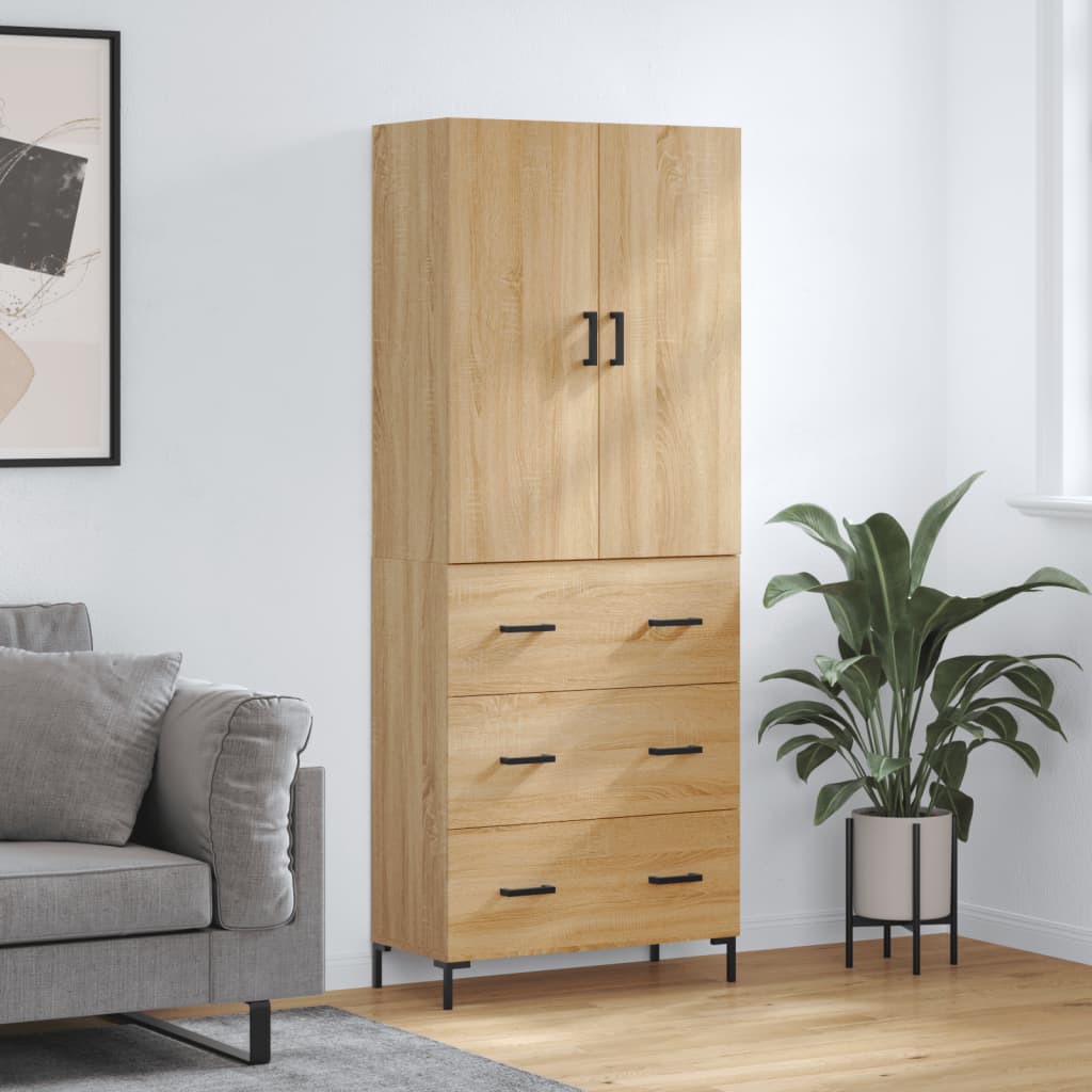 Highboard Sonoma-Eiche 69,5x34x180 cm Holzwerkstoff