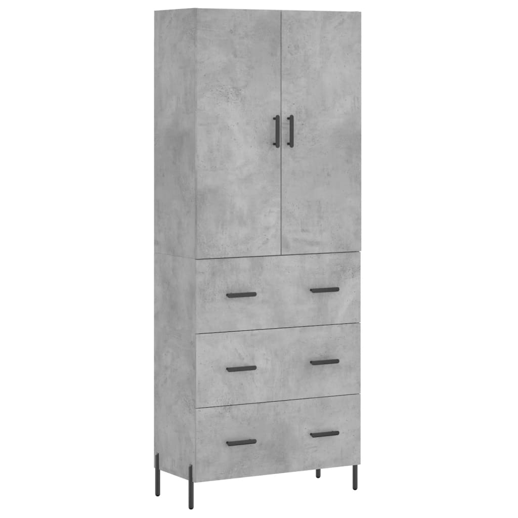 Highboard Betongrau 69,5x34x180 cm Holzwerkstoff
