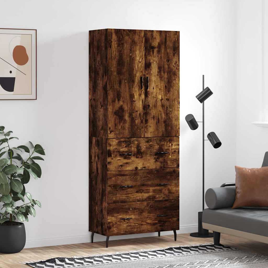 Highboard Räuchereiche 69,5x34x180 cm Holzwerkstoff