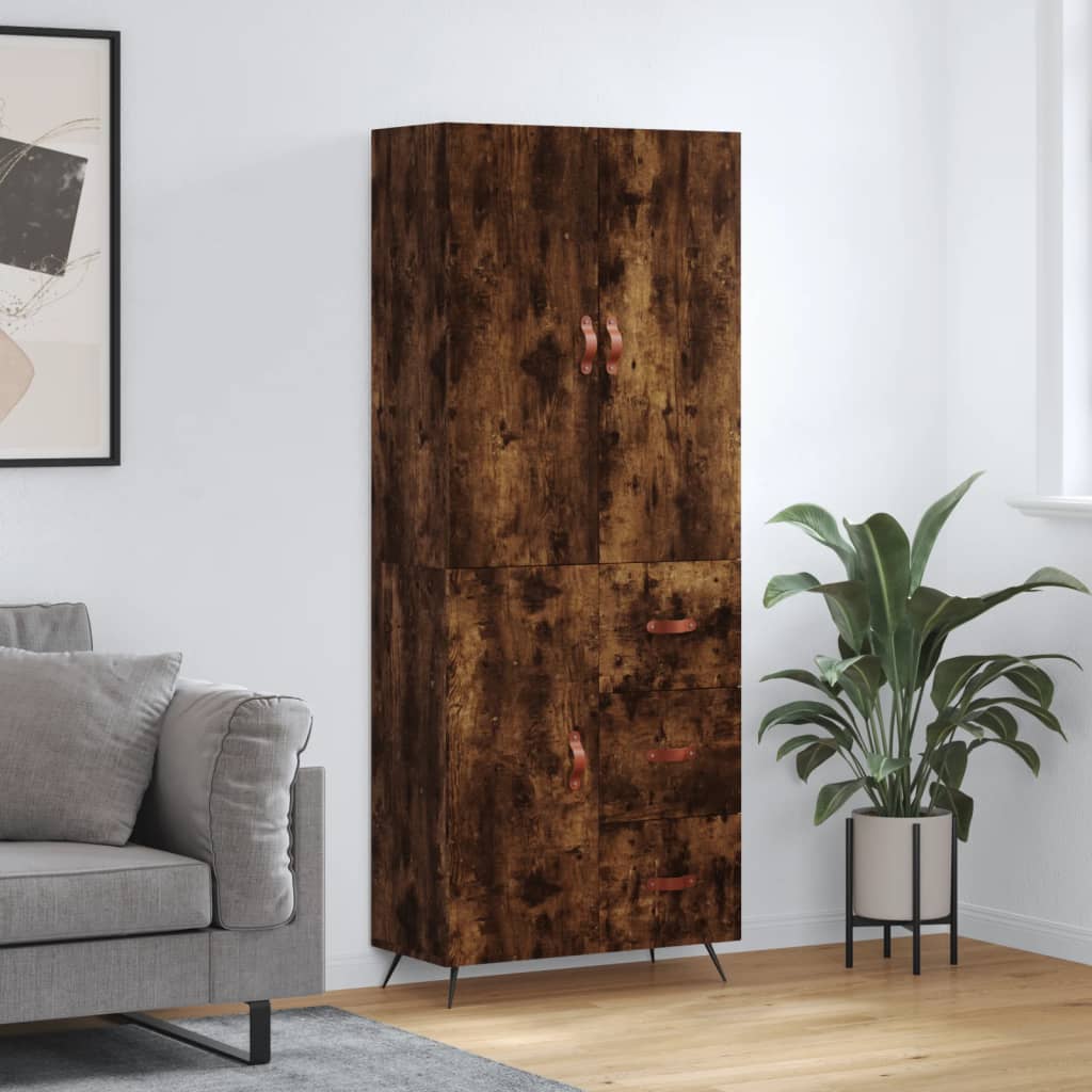 Highboard Räuchereiche 69,5x34x180 cm Holzwerkstoff