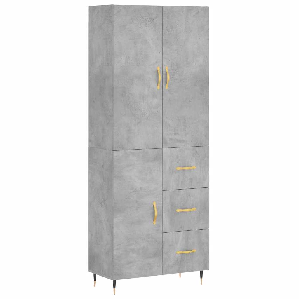 Highboard Betongrau 69,5x34x180 cm Holzwerkstoff