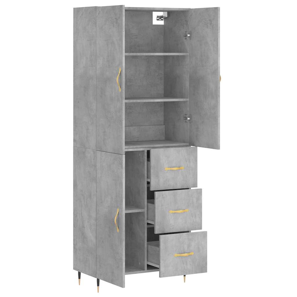 Highboard Betongrau 69,5x34x180 cm Holzwerkstoff