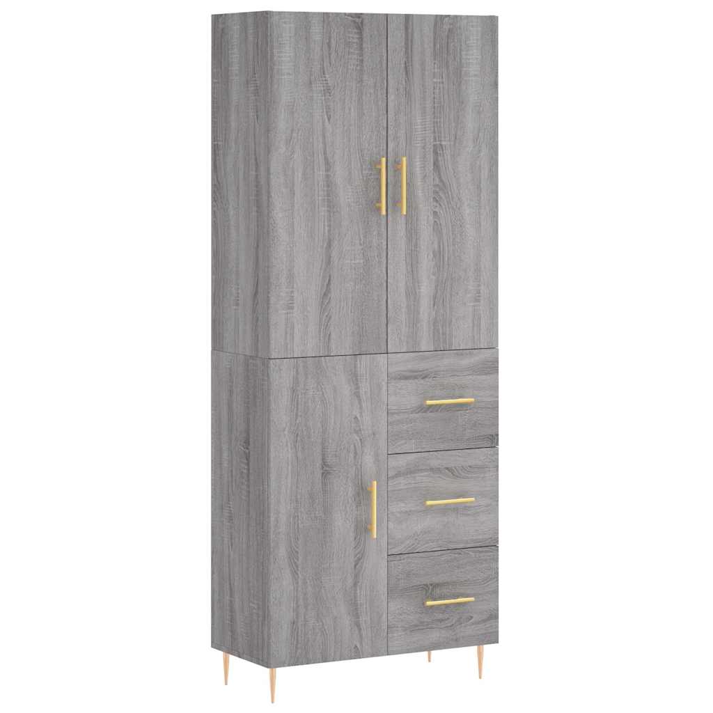 Highboard Grau Sonoma 69,5x34x180 cm Holzwerkstoff