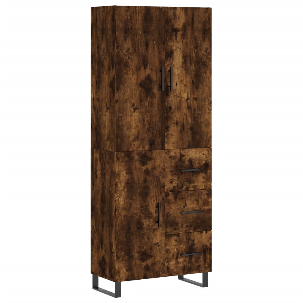 Highboard Räuchereiche 69,5x34x180 cm Holzwerkstoff