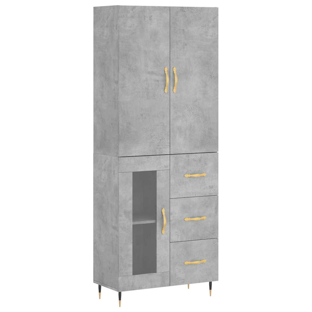 Highboard Betongrau 69,5x34x180 cm Holzwerkstoff