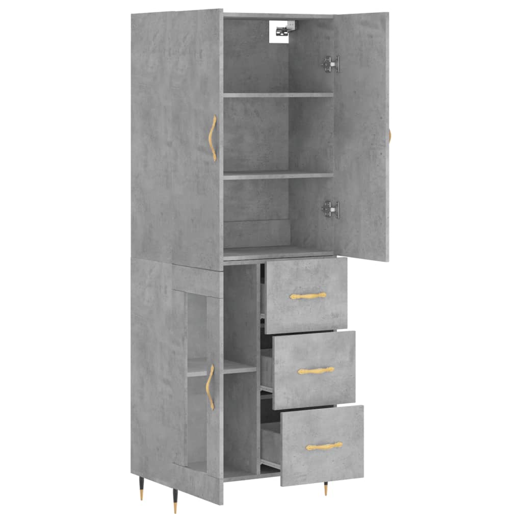 Highboard Betongrau 69,5x34x180 cm Holzwerkstoff