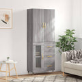 Highboard Grau Sonoma 69,5x34x180 cm Holzwerkstoff