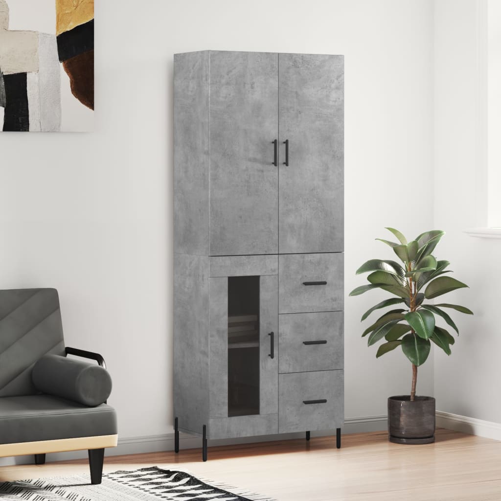 Highboard Betongrau 69,5x34x180 cm Holzwerkstoff