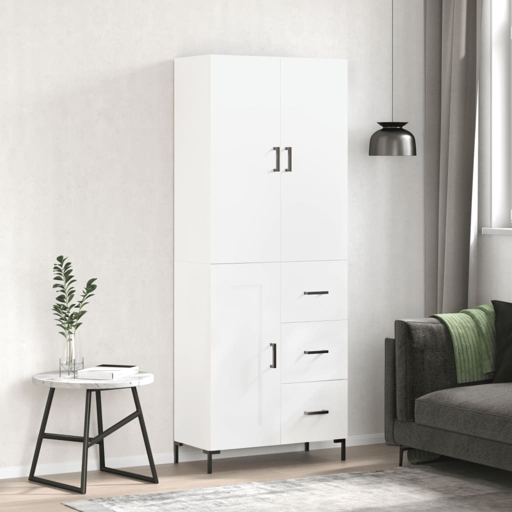 Highboard Weiß 69,5x34x180 cm Holzwerkstoff