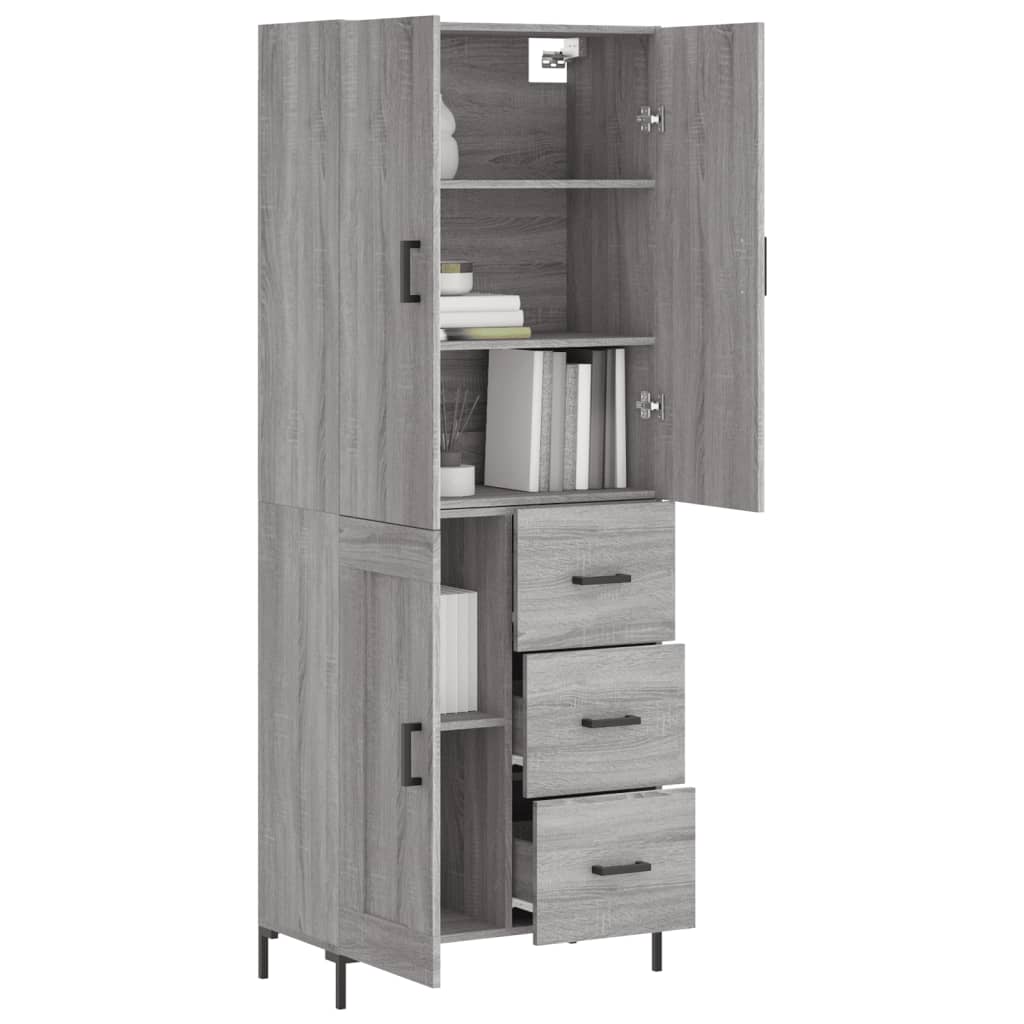 Highboard Grau Sonoma 69,5x34x180 cm Holzwerkstoff