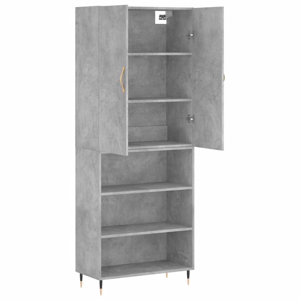 Highboard Betongrau 69,5x34x180 cm Holzwerkstoff