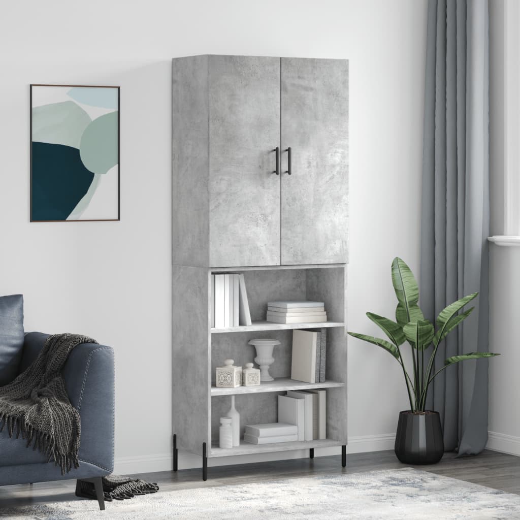 Highboard Betongrau 69,5x34x180 cm Holzwerkstoff